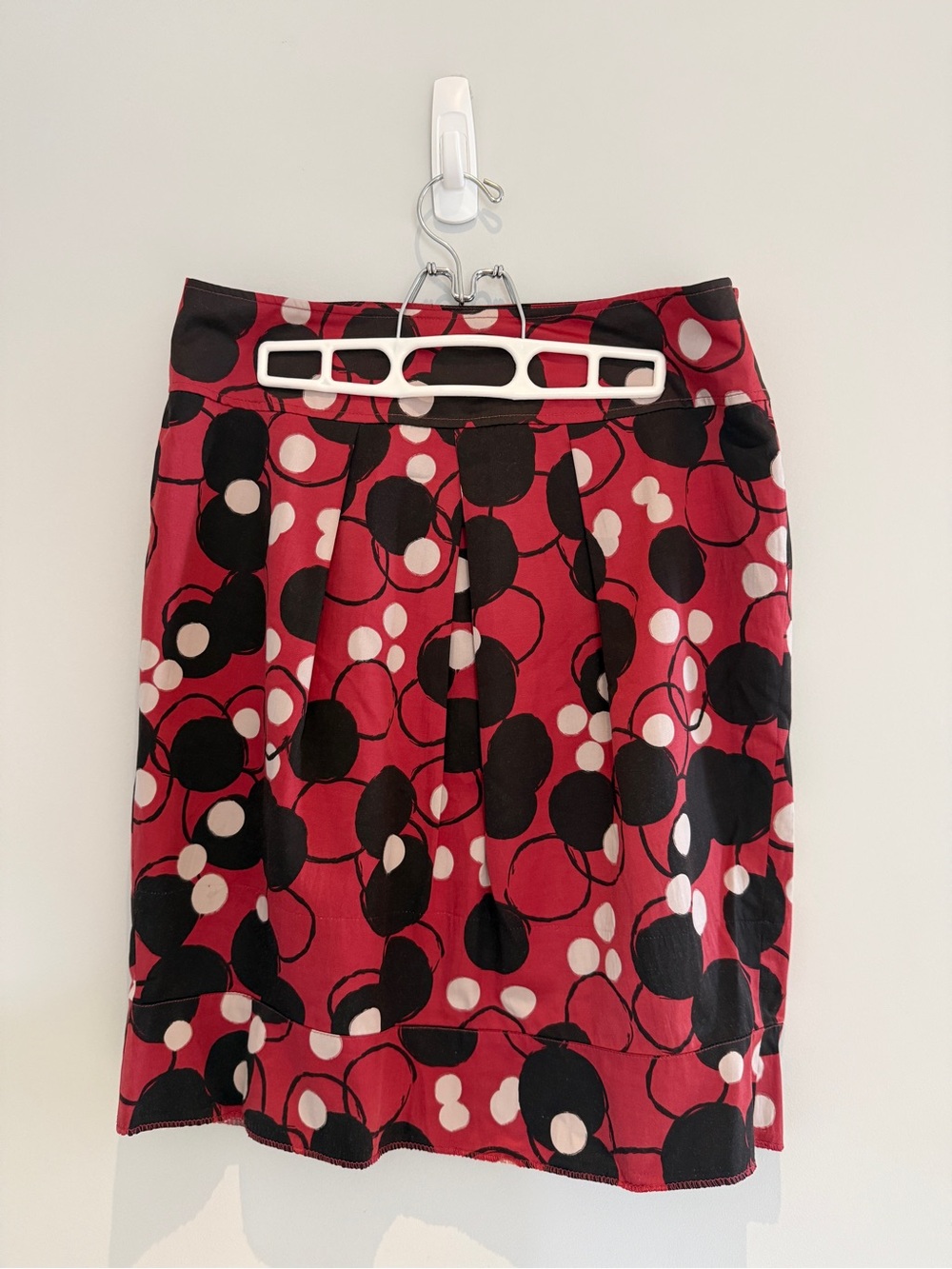 Mexx Geometric Polka Dot Pencil Skirt Red Black White (38)